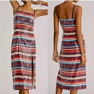 NWT Hutch Anthropologie Striped Multicolor Sequin Party Midi Dress Size 4